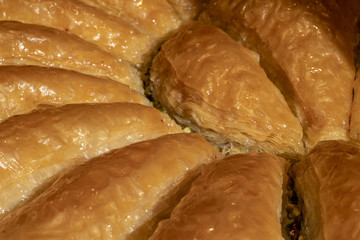 Baklawa with pistachio from turkish cuisine