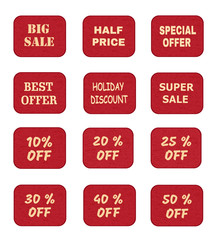 Set of price tags, labels with promotional offers, seasonal and holiday sale.