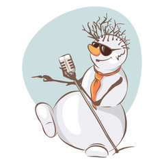 Snowman Elvis / Funny christmas illustration with snowman singer