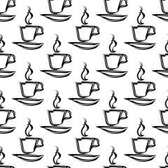 Coffee Cup Icon, Tea Cup Icon Seamless Pattern