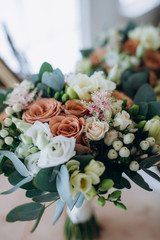 A wedding bouquet of roses.