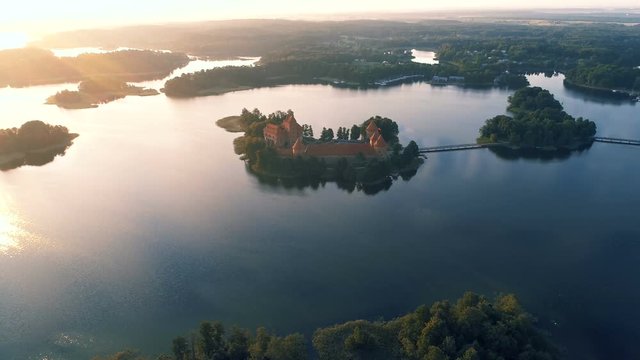 Castle in the Middle of a Lake, Trakai, Lithuania, Aerial View
