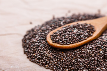 chia seeds on a light rustic background