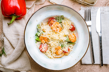 salad caesar with shrimps