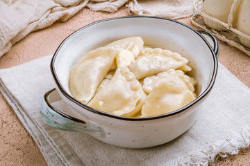 dumplings with cottage cheese on a plate