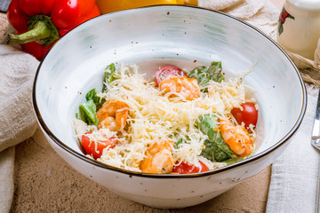 salad caesar with shrimps