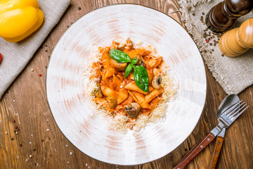 pasta Penne with white mushrooms