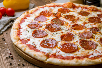 Pepperoni pizza on plate