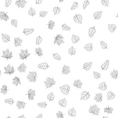 abstract vector doodle autumn leaves seamless pattern