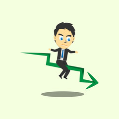 Businessman with drop chart economic development vector illustration
