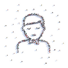 A lot of people form groom, love, icon . 3d rendering.