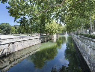 Fototapeta na wymiar The garden jardin de la Fontaine in Nimes. Gard, Provence, France, Europe