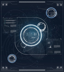Modern abstract illustration with blue hud game on light background. Abstract futuristic hud user interface vector background. Information technology background.