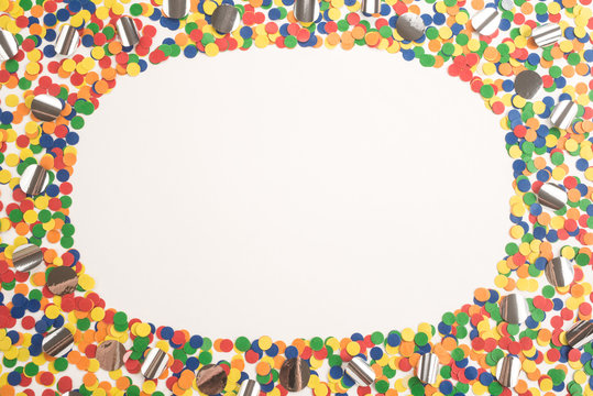 Colorful carnival or party frame on white background 

