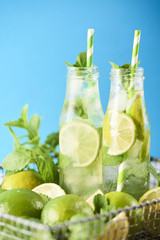 Delicious mojito with lime and mint