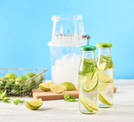 Delicious mojito with lime and mint