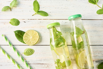 Delicious mojito with lime and mint