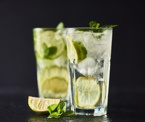 Delicious mojito with lime and mint