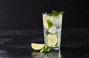 Delicious mojito with lime and mint