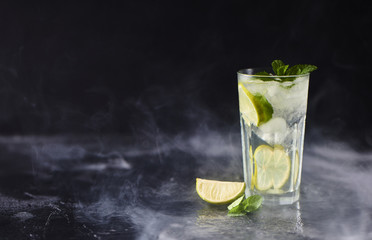 Delicious mojito with lime and mint