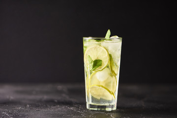 Delicious mojito with lime and mint