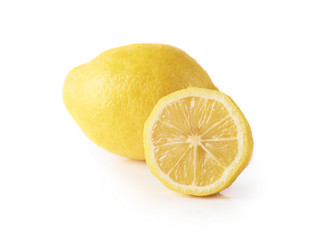 Image of fresh yellow lemon isolated on white background