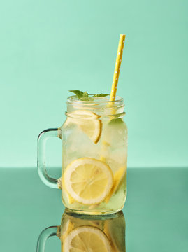 image of fresh tasty lemonade with mint