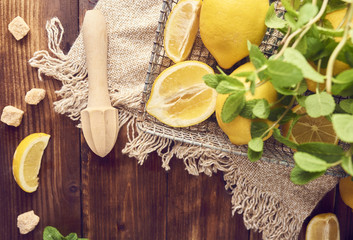 image of fresh tasty lemonade with mint