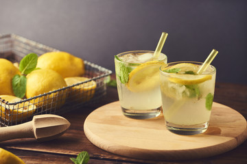 image of fresh tasty lemonade with mint