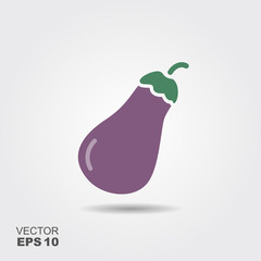 Illustration of eggplant flat icon with shadow