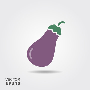 Illustration of eggplant flat icon with shadow