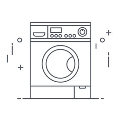 Thine Line art Washing machine for web icons. ilustration vector symbol.
