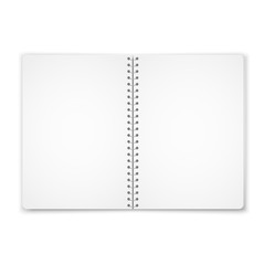 Vertical opened notebook. Mockup shadow on transparent background with place for your image, text. Vector EPS10