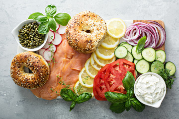 Bagels and lox platter