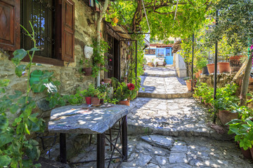 Street view of Sirince village in Izmir providence, Turkey - obrazy, fototapety, plakaty