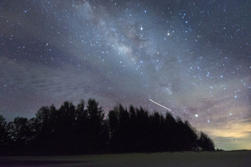 Milky Way galaxy Rise above Terongkongan Beach, Malaysia. soft focus and noise due to long expose and high ISO.