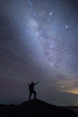 Abstract Milky way Galaxy for background. soft focus and noise due to long expose and high ISO.
