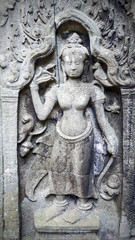 Fototapeta na wymiar Wall of the ancient Angkor Temple