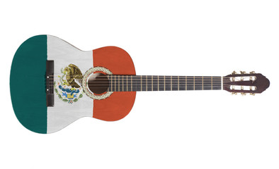 Acoustic guitar with Mexico Flag