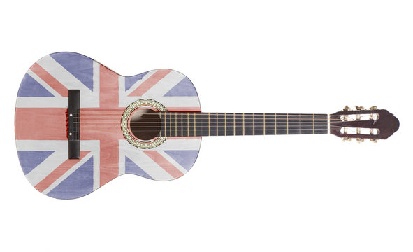 Acoustic guitar with British flag
