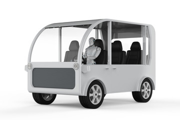 robot driving mini bus