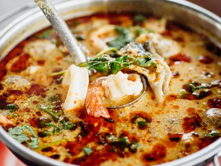 Thai Tom Yum Seafood Creamy soup.