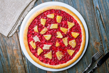 sweet pizza on plate