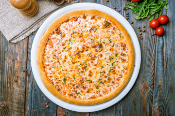 Cheese pizza on plate