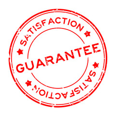Grunge red guarantee satisfcation round rubber seal stamp on white background