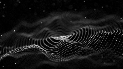 Abstract digital wave particle. Abstract music background. Futuristic point wave. Big data. 3D rendering.
