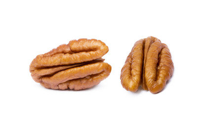 Fresh pecan nuts isolated on a white background