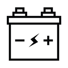 Simple black flat accumulator icon Lightning bolt symbol.Isolated on white