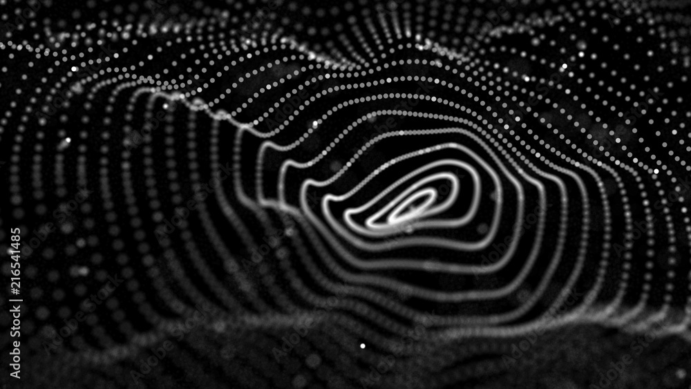 Leinwandbilder Abstract digital wave particle. Abstract music background. Futuristic point wave. Big data. 3D rendering.