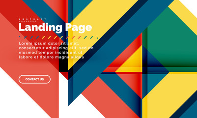 Square shape geometric abstract background, landing page web design template